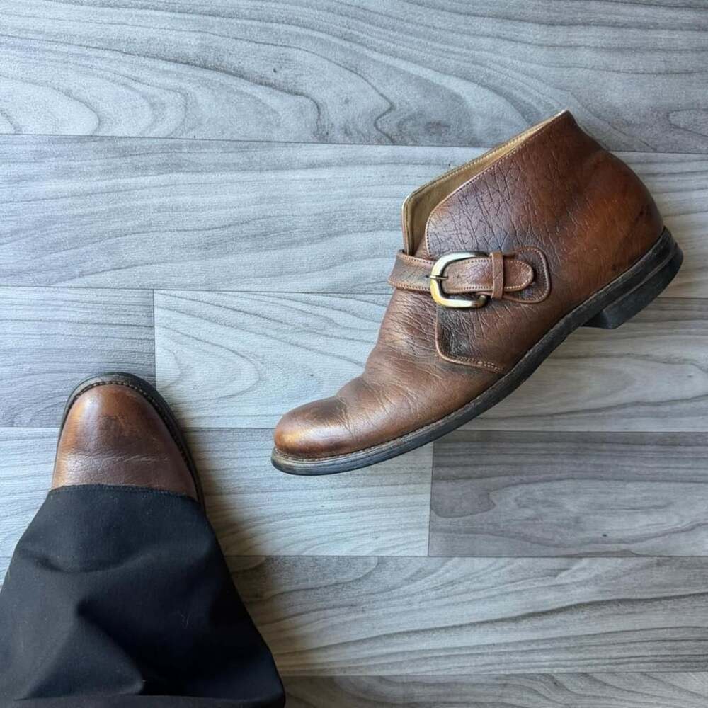 SOM CHAI NUK Brown Leather Buckle Oxford Boots